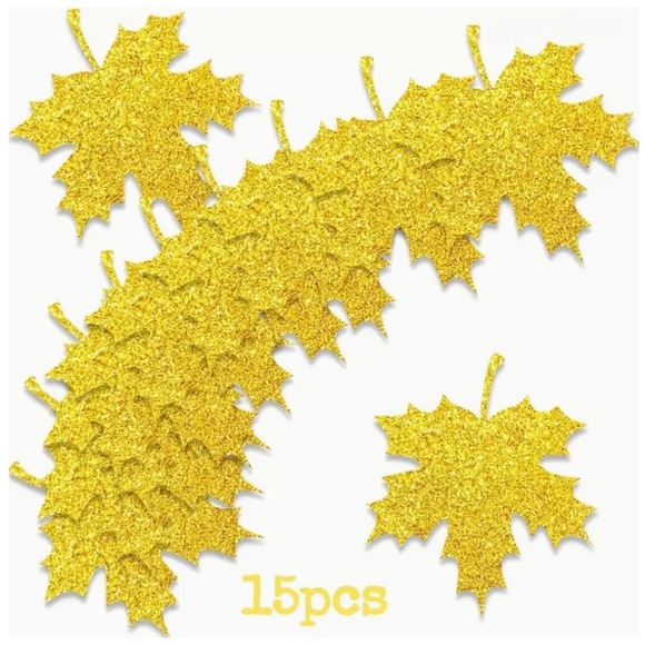 NEW 🍁 Glitter Maple Leaf Cutouts – 30pc Set (Gold + Orange) ✨ - Picture 3 of 6